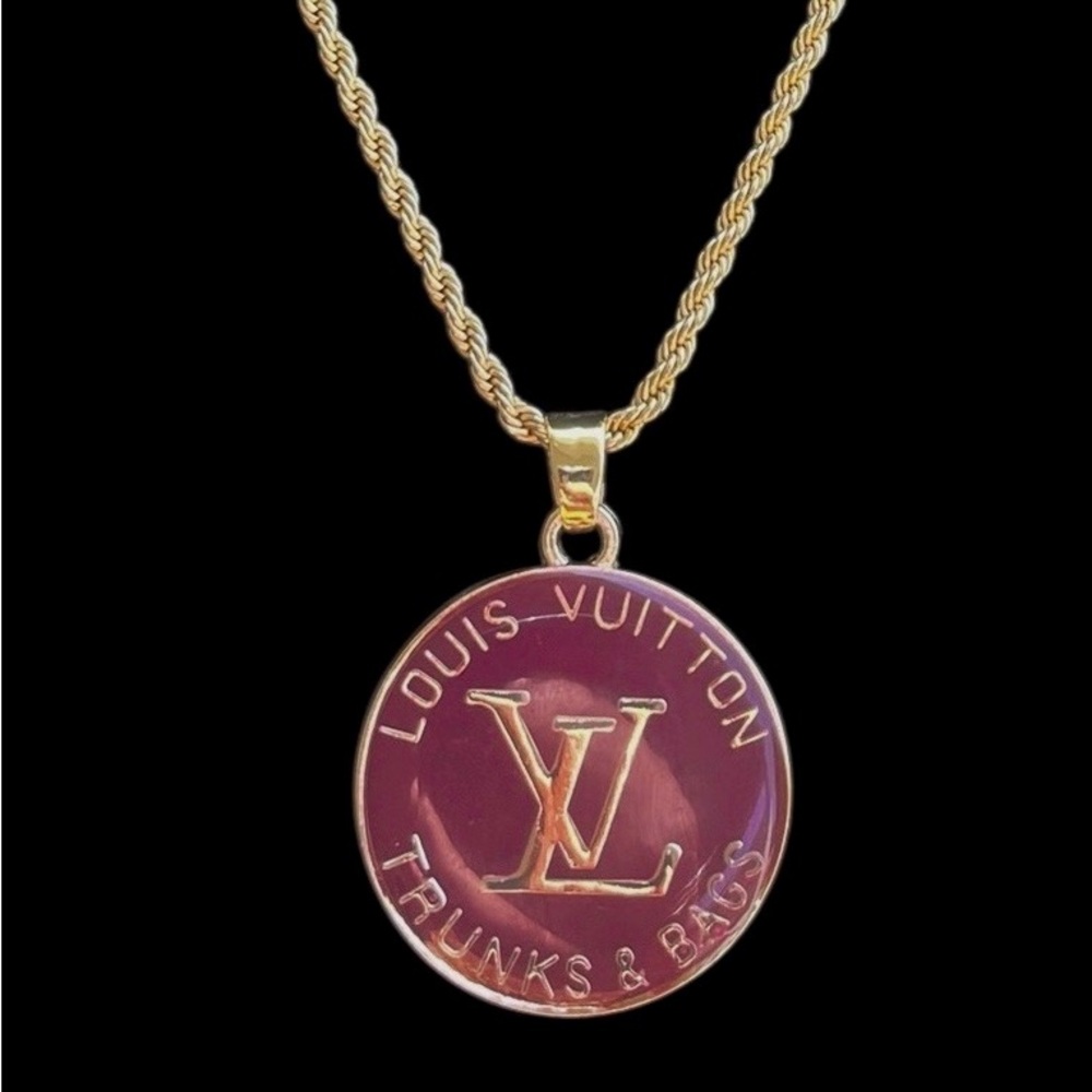 Authentic Louis Vuitton Purple Truck & Bags Charm Necklace